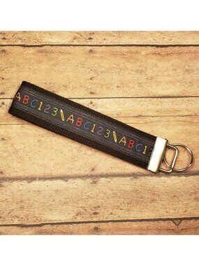 ABC 123 Teacher Wristlet Keyfob / Keychain